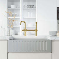 VIGO Cass chrome kitchen faucet with pull-out side sprayer and exposed bridge design