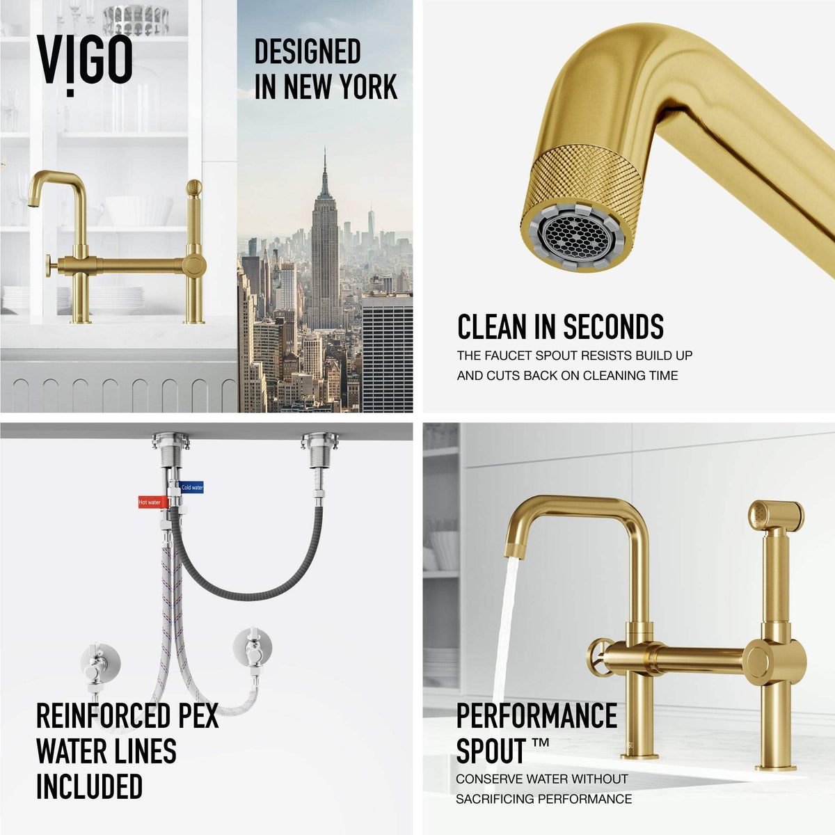 VIGO Cass Bridge Kitchen Faucet with Pull-Out Sprayer in chrome finish and industrial design