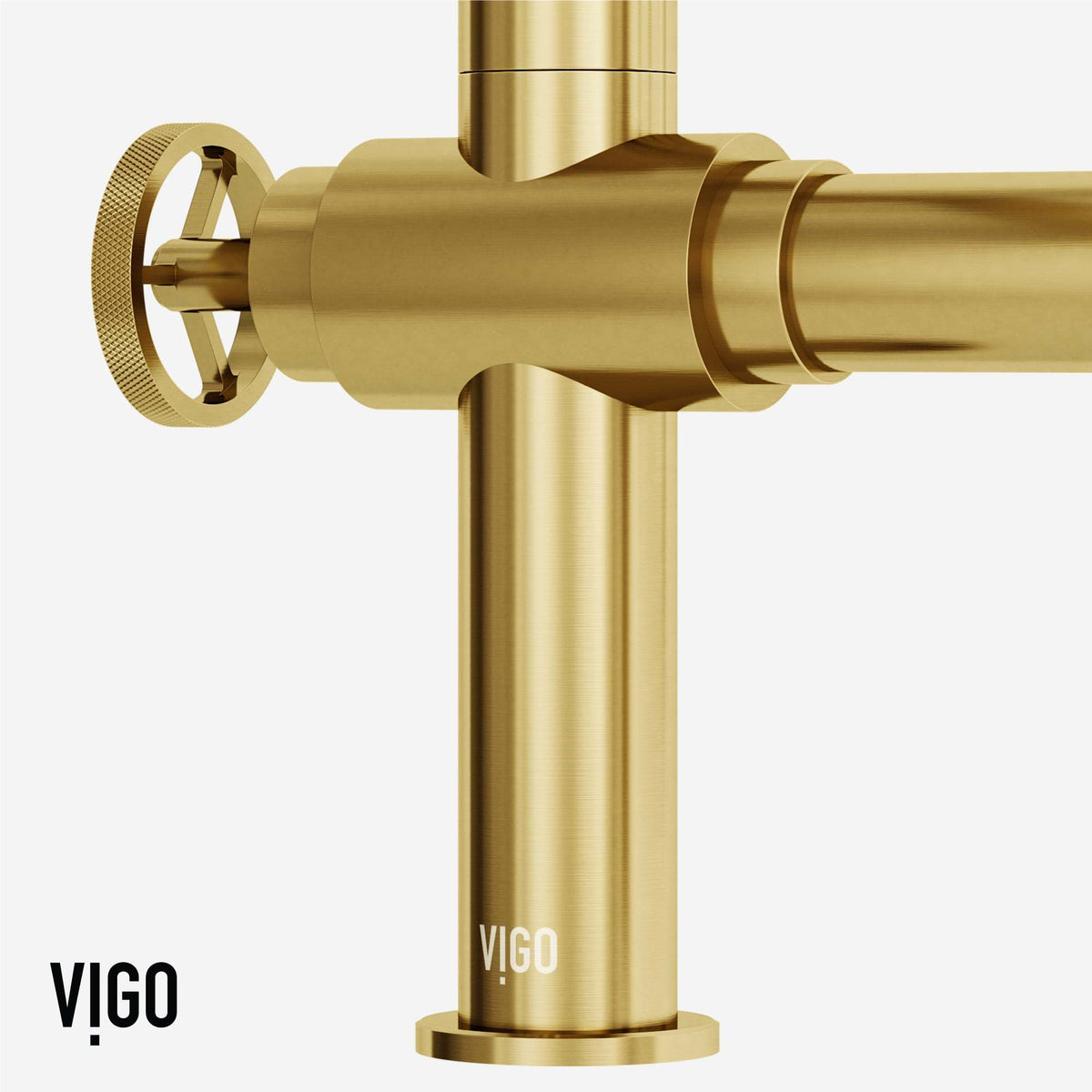 VIGO Cass Kitchen Faucet with Sprayer in chrome with exposed bridge design and pull-out side sprayer