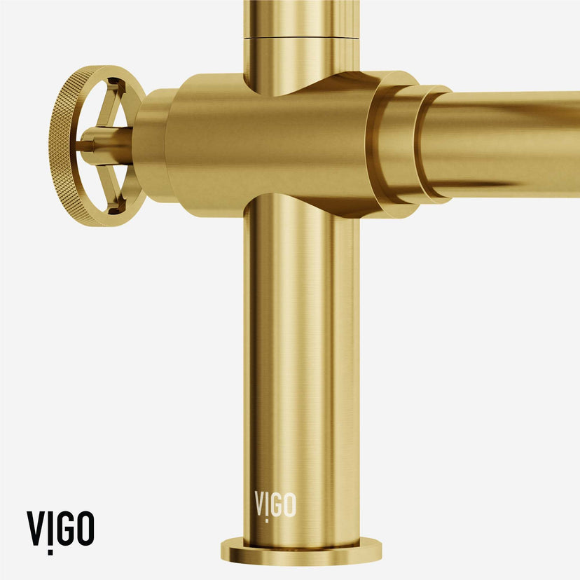 VIGO Cass Kitchen Faucet with Sprayer in chrome with exposed bridge design and pull-out side sprayer