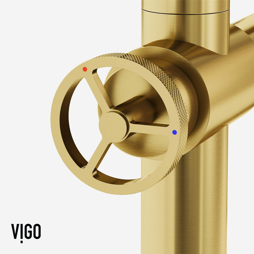 VIGO Cass Kitchen Faucet with Sprayer in chrome finish featuring exposed bridge design and pull-out side sprayer
