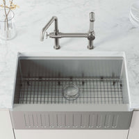 VIGO Cass Kitchen Faucet with Pull-Out Sprayer in Chrome finish featuring exposed bridge design and side sprayer