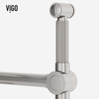 VIGO Cass Kitchen faucet with pull-out side sprayer in chrome finish and industrial design