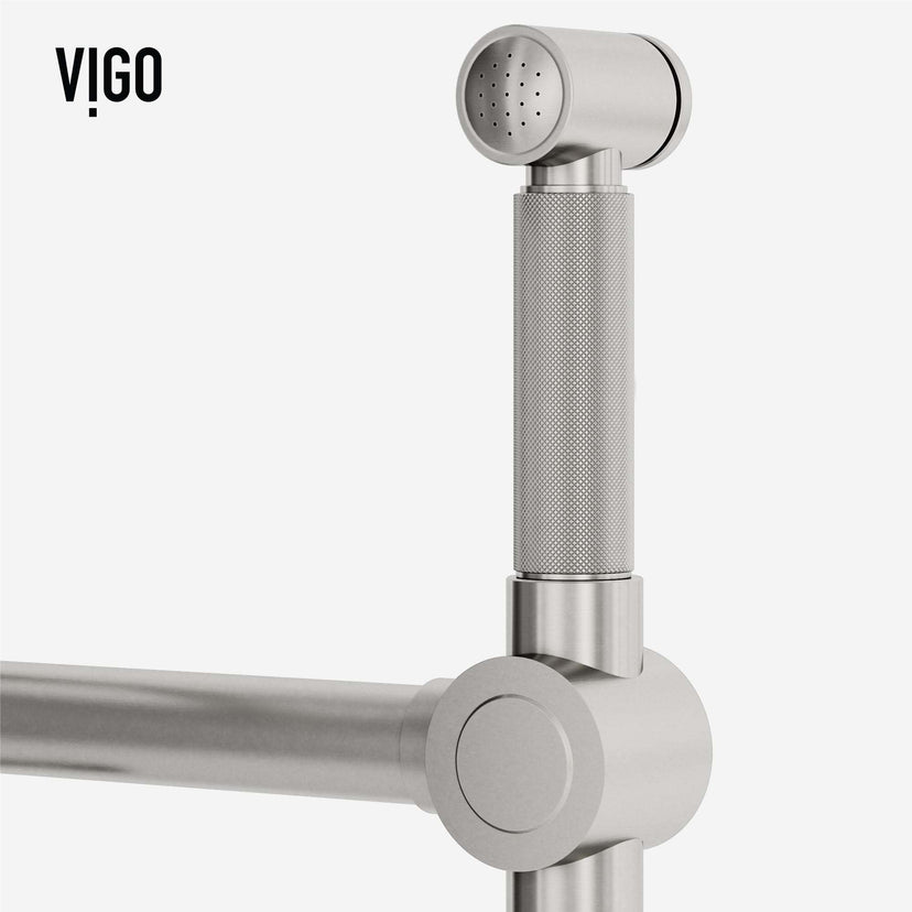 VIGO Cass Kitchen faucet with pull-out side sprayer in chrome finish and industrial design