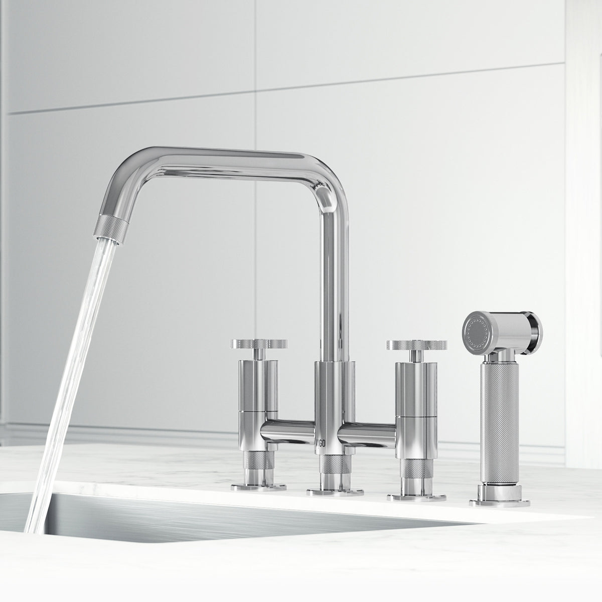 Cass Pull-Out Bridge Kitchen Faucet