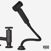 Modern deck-mounted kitchen faucet with ceramic disc cartridge and sprayer docking