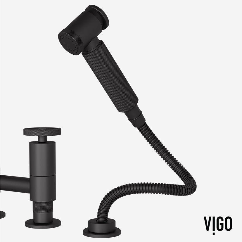 Modern deck-mounted kitchen faucet with ceramic disc cartridge and sprayer docking
