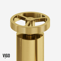 Matte brushed gold bridge kitchen faucet featuring 360-degree swivel spout and spot-resistant finish