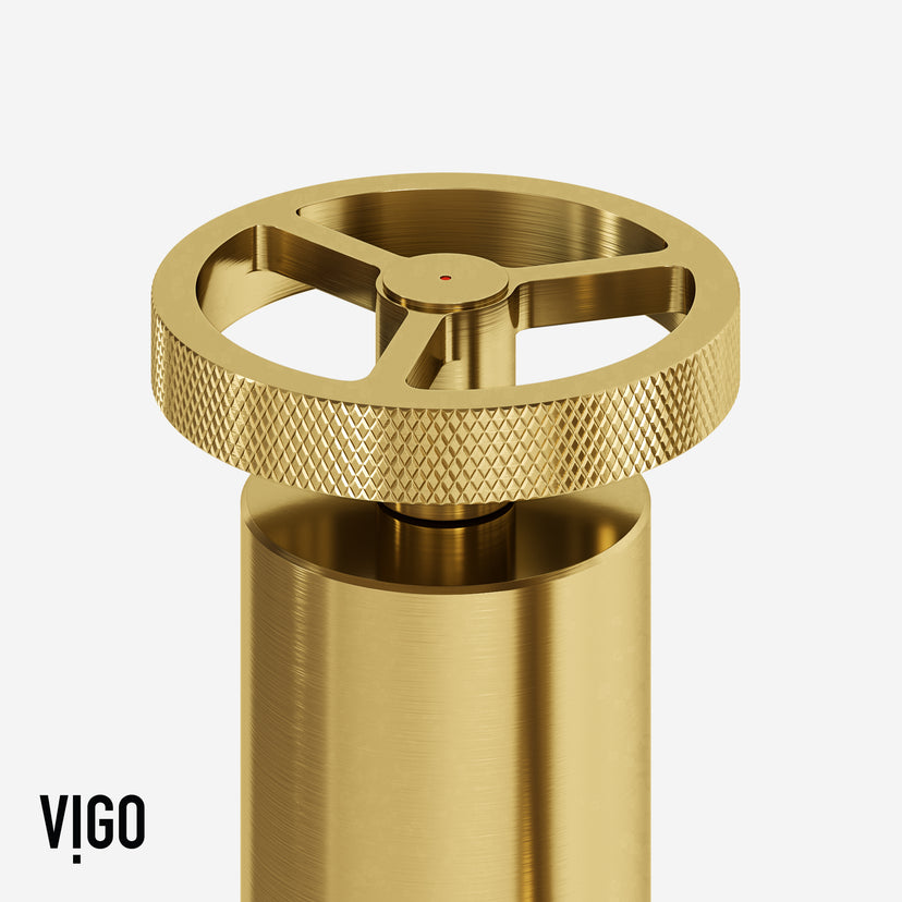 Matte brushed gold bridge kitchen faucet featuring 360-degree swivel spout and spot-resistant finish