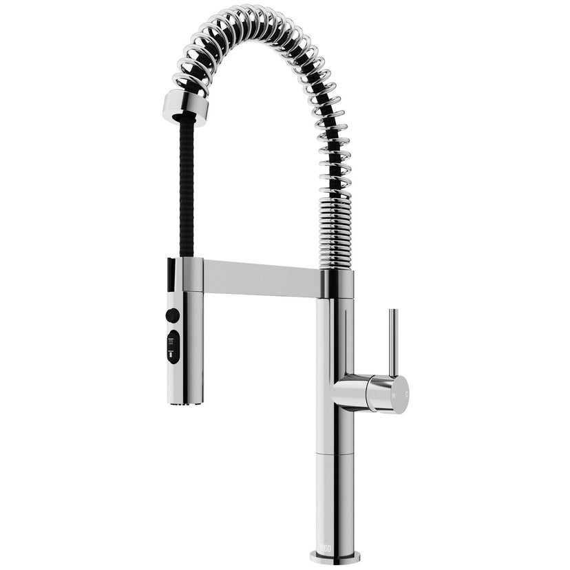 Edison Pro Pull-Down Spray Kitchen Faucet in stainless steel with matte black accents and high-arc spring neck