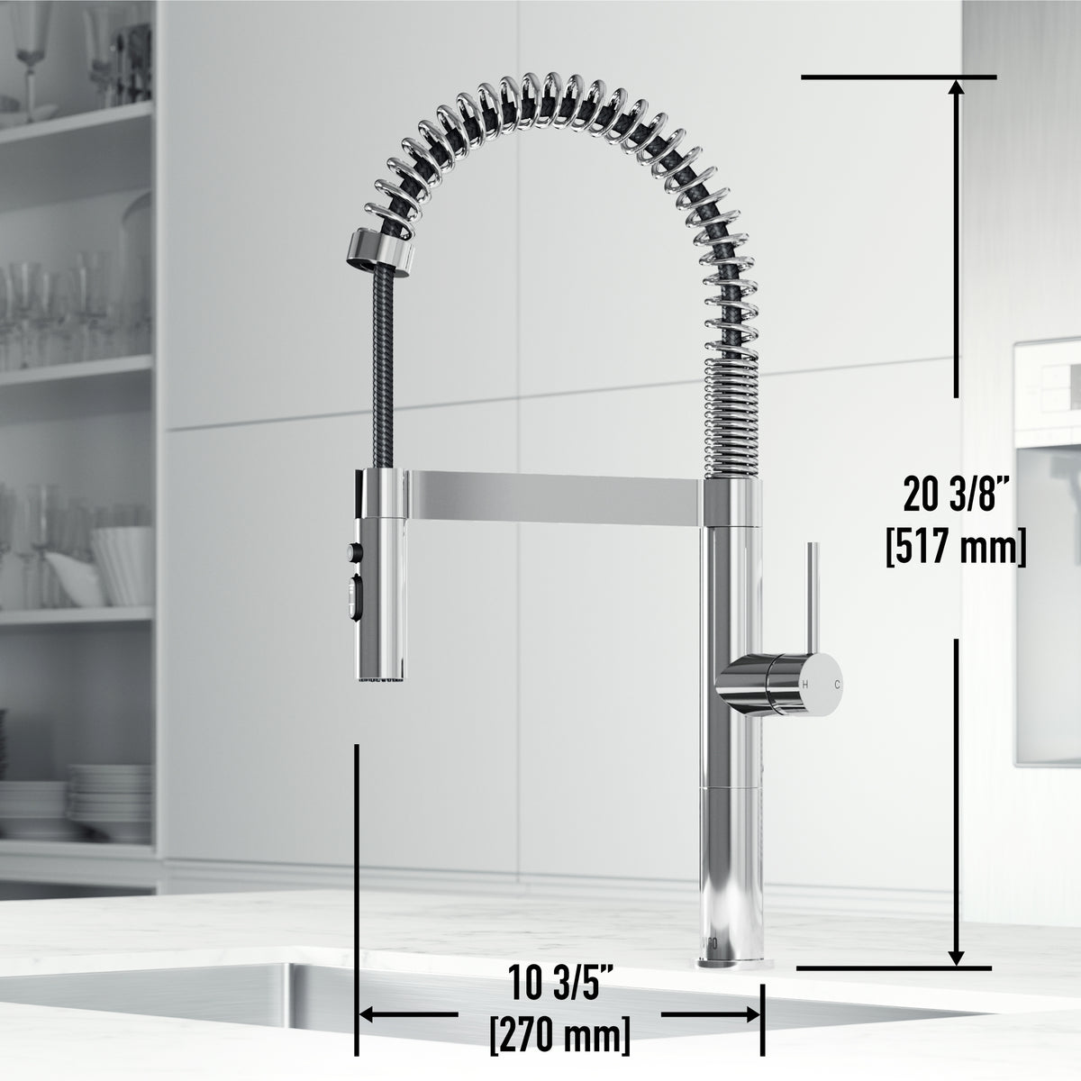 Chrome kitchen faucet featuring spot-resistant finish and secure docking sprayer station