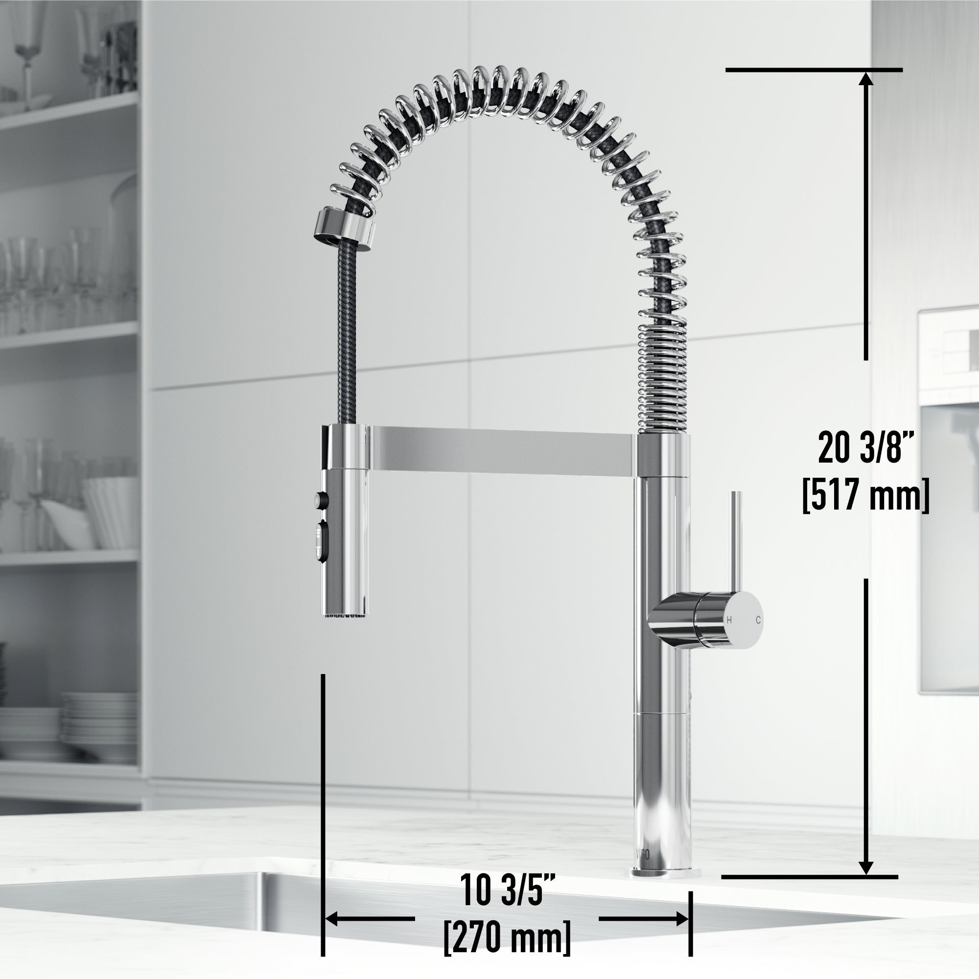 Chrome kitchen faucet featuring spot-resistant finish and secure docking sprayer station