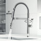 High-arc gooseneck kitchen faucet with lever handle and triple-mode spray function
