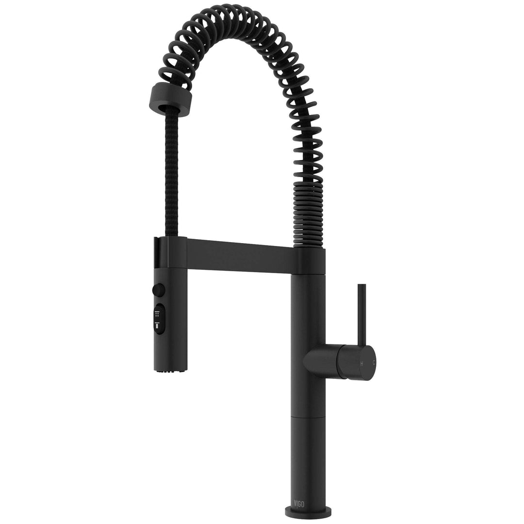 Edison Pro Pull-Down Spray Kitchen Faucet in stainless steel with matte black accents and high-arc spring neck