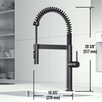 Edison Pro Pull-Down Spray Kitchen Faucet in stainless steel with matte black accents and high-arc spring neck