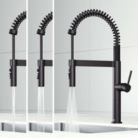 Edison Pro Pull-Down Spray Kitchen Faucet in stainless steel with matte black accents and high-arc spring neck