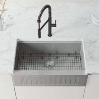 Edison Pro Pull-Down Spray Kitchen Faucet in stainless steel with matte black accents and high-arc spring neck