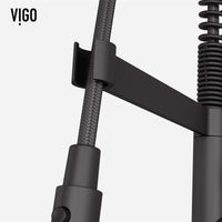 Edison Pro Pull-Down Spray Kitchen Faucet in stainless steel with matte black accents and high-arc spring neck