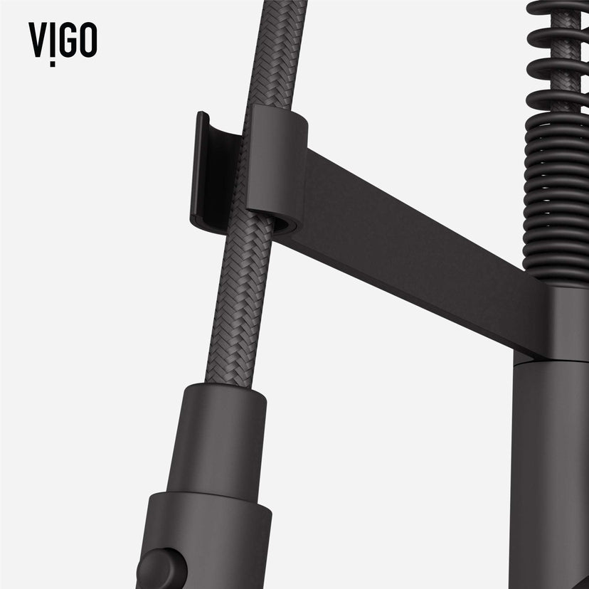 Edison Pro Pull-Down Spray Kitchen Faucet in stainless steel with matte black accents and high-arc spring neck