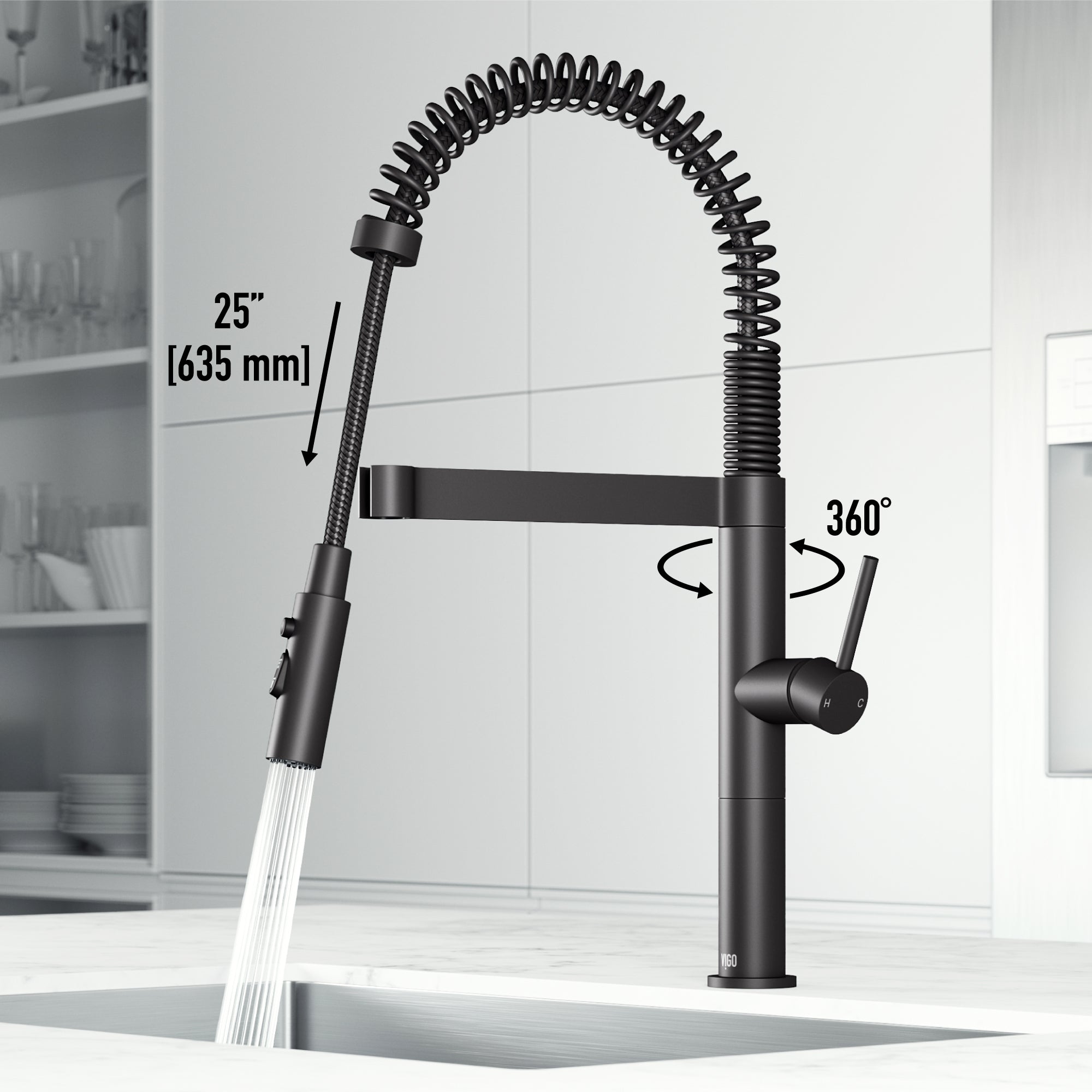 Edison Pro – Single Handle Pull-Down Kitchen Faucet in Matte Black