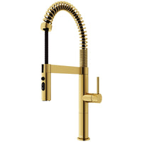 Edison Pro Pull-Down Spray Kitchen Faucet in stainless steel with matte black accents and high-arc spring neck