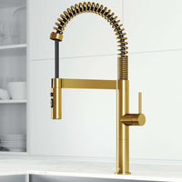 Edison Pro Pull-Down Spray Kitchen Faucet in stainless steel with matte black accents and high-arc spring neck