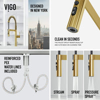 Edison Pro Pull-Down Spray Kitchen Faucet in stainless steel with matte black accents and high-arc spring neck