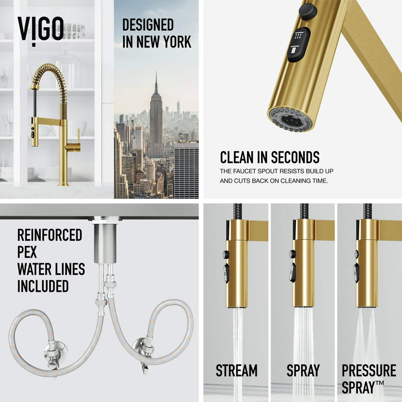 Edison Pro Pull-Down Spray Kitchen Faucet in stainless steel with matte black accents and high-arc spring neck