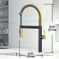 Edison Pro Pull-Down Spray Kitchen Faucet in stainless steel with matte black accents and high-arc spring neck