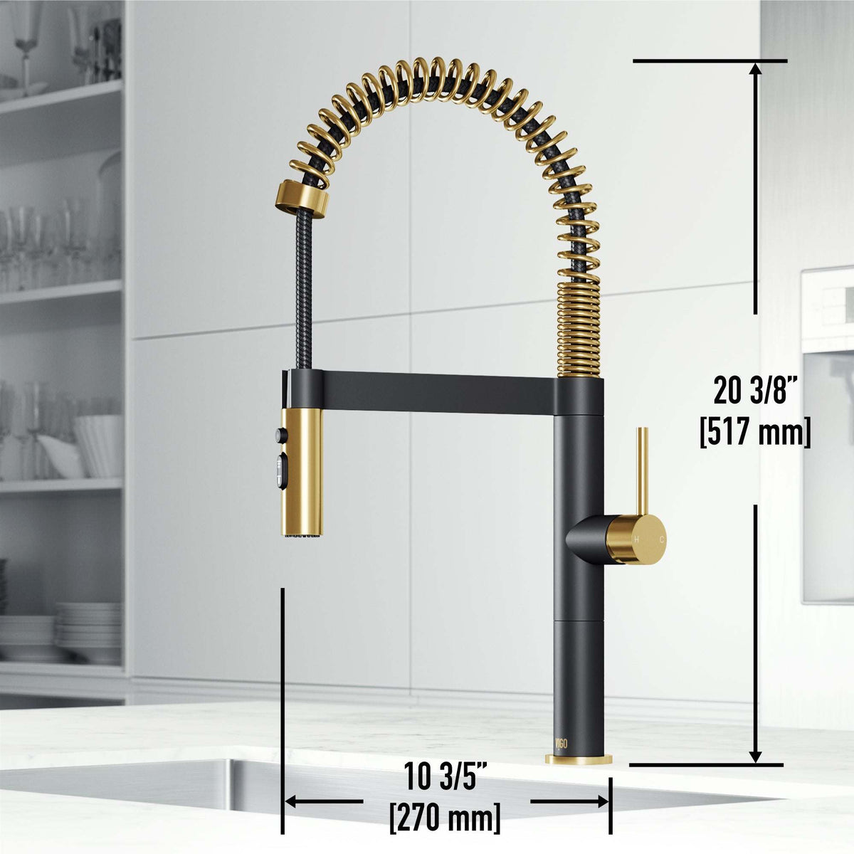 Edison Pro Pull-Down Spray Kitchen Faucet in stainless steel with matte black accents and high-arc spring neck