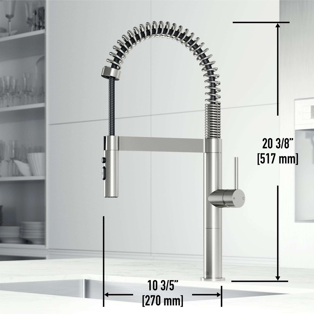Edison Pro Pull-Down Spray Kitchen Faucet with stainless steel and matte black finish, high-arc spring neck, and versatile triple-mode spray.