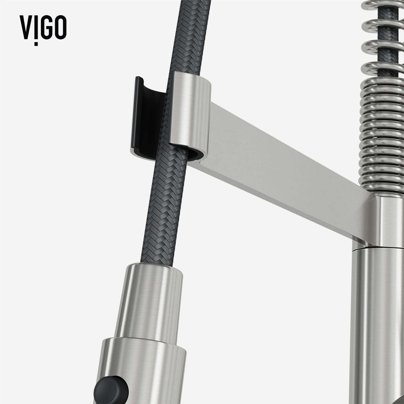 Edison Pro Pull-Down Spray Kitchen Faucet with stainless steel and matte black finish, high-arc spring neck, and triple-mode spray for versatile kitchen use