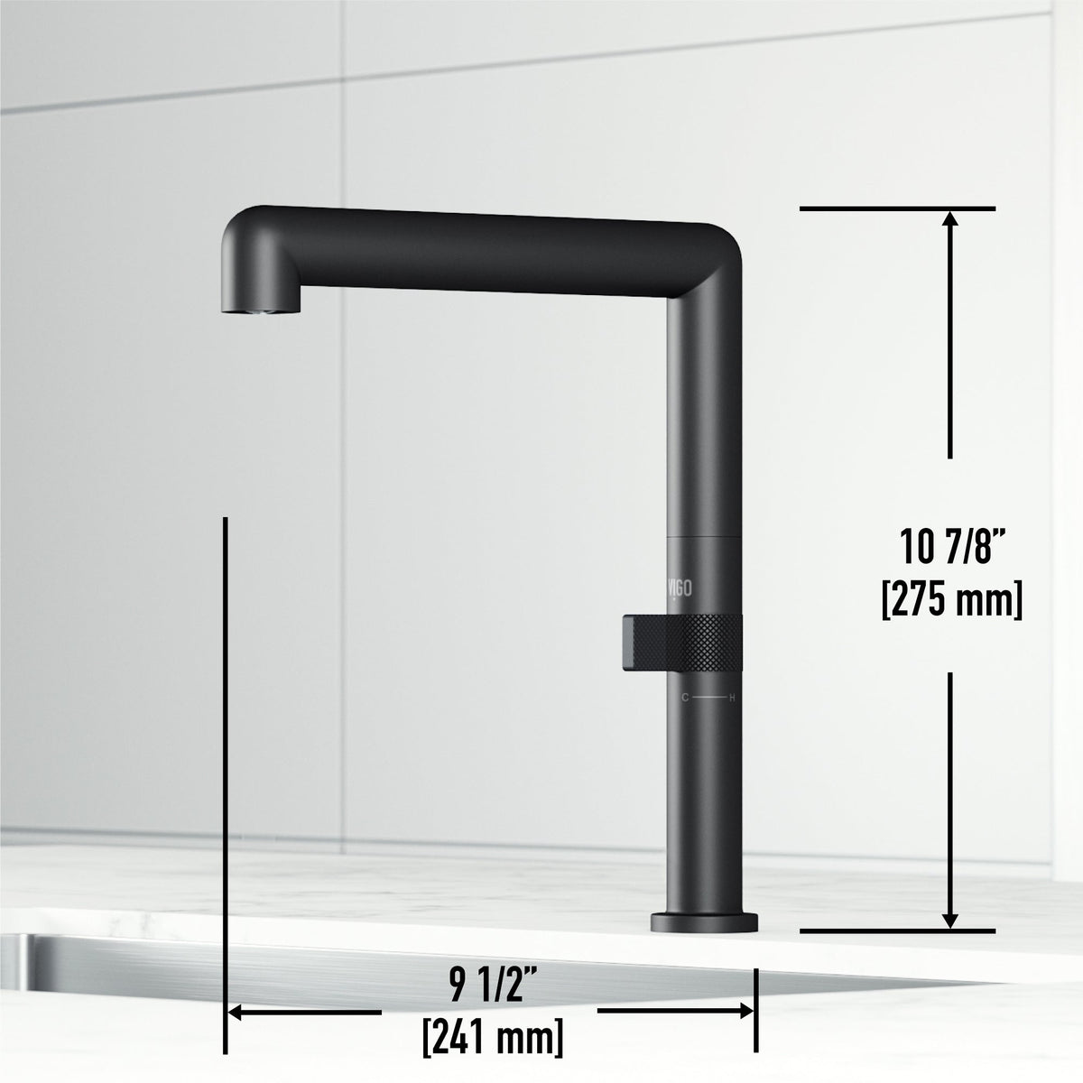 Brass kitchen faucet with ceramic disc cartridge and matte black finish