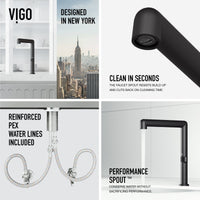 High-arc gooseneck spout faucet with secure docking station and matte black finish
