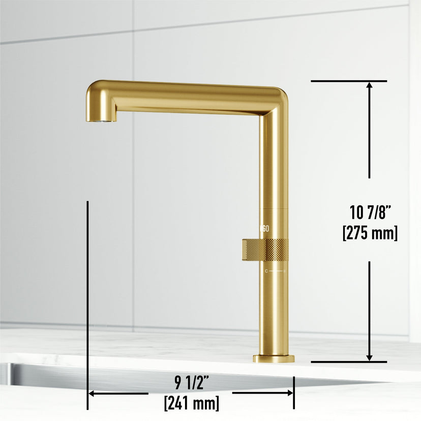 Brass kitchen faucet with ceramic disc cartridge and matte brushed gold finish