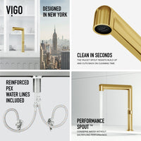 High-arc gooseneck spout faucet with secure docking station in brushed gold