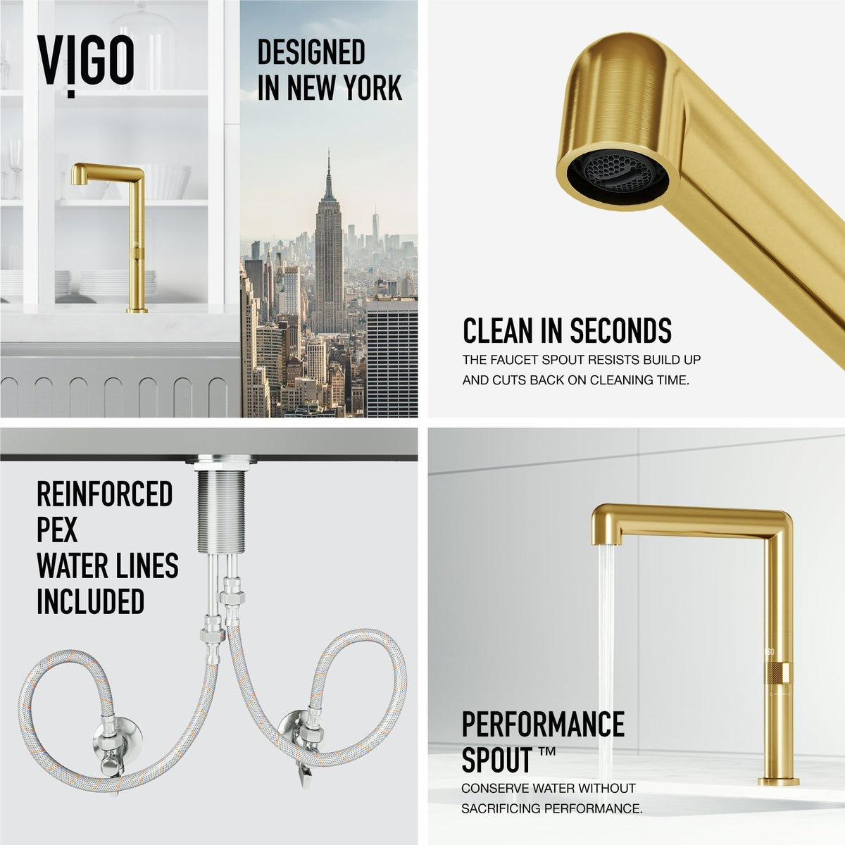 High-arc gooseneck spout faucet with secure docking station in brushed gold