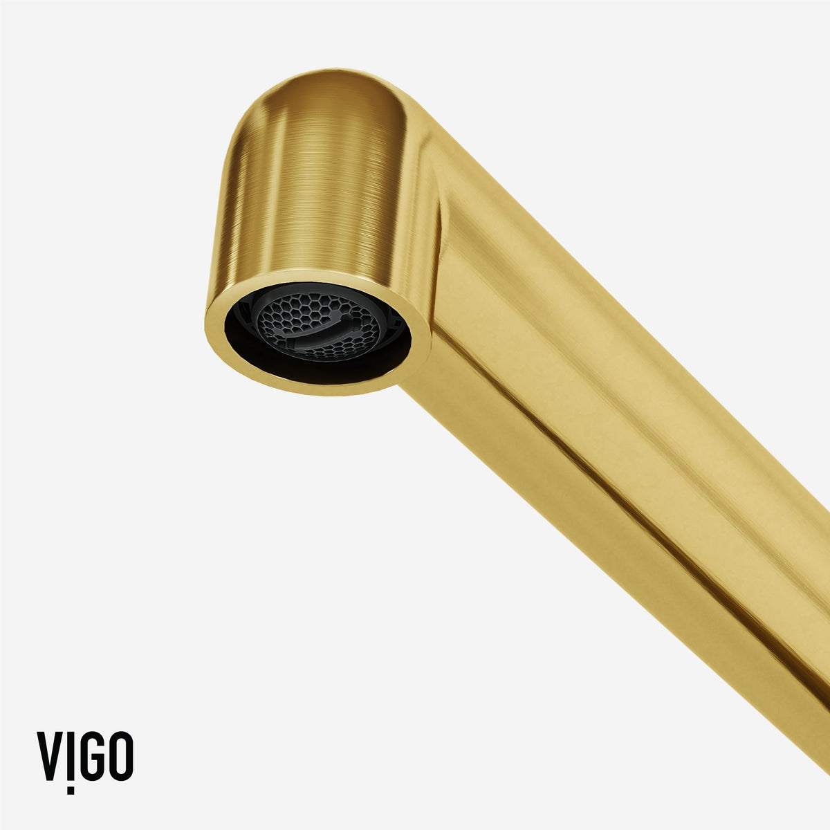 Water-efficient kitchen faucet with compression connection and brushed gold finish