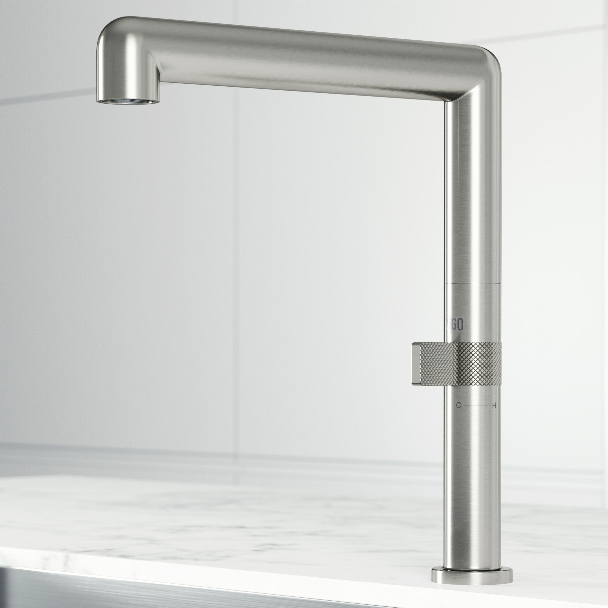 Stainless steel single handle kitchen faucet with high-arc gooseneck spout