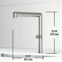 Brass kitchen faucet with ceramic disc cartridge and stainless steel finish. VIGO Jewel