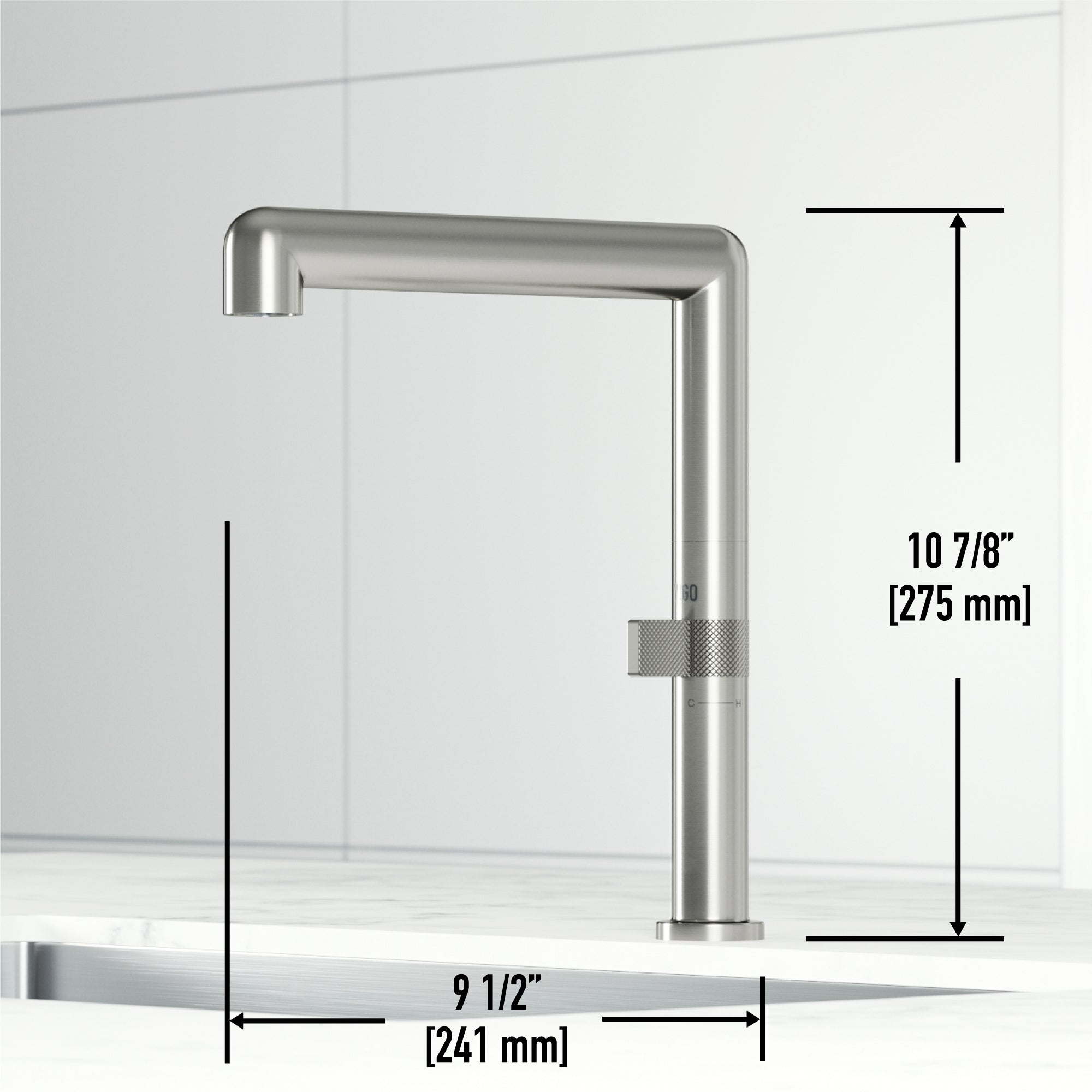 Brass kitchen faucet with ceramic disc cartridge and stainless steel finish