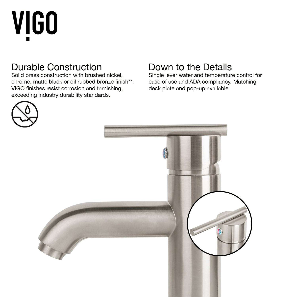 Deck-mounted vessel filler with low lead design and brushed nickel finish