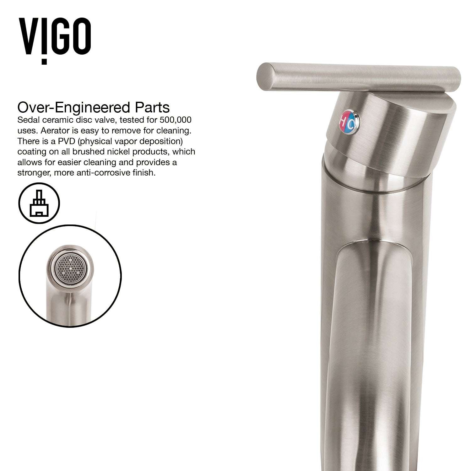 Easy to install vessel faucet featuring low flow and tarnish resistant finish