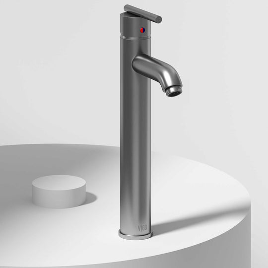 Ceramic disk valve vessel faucet with compression connection and lever handle