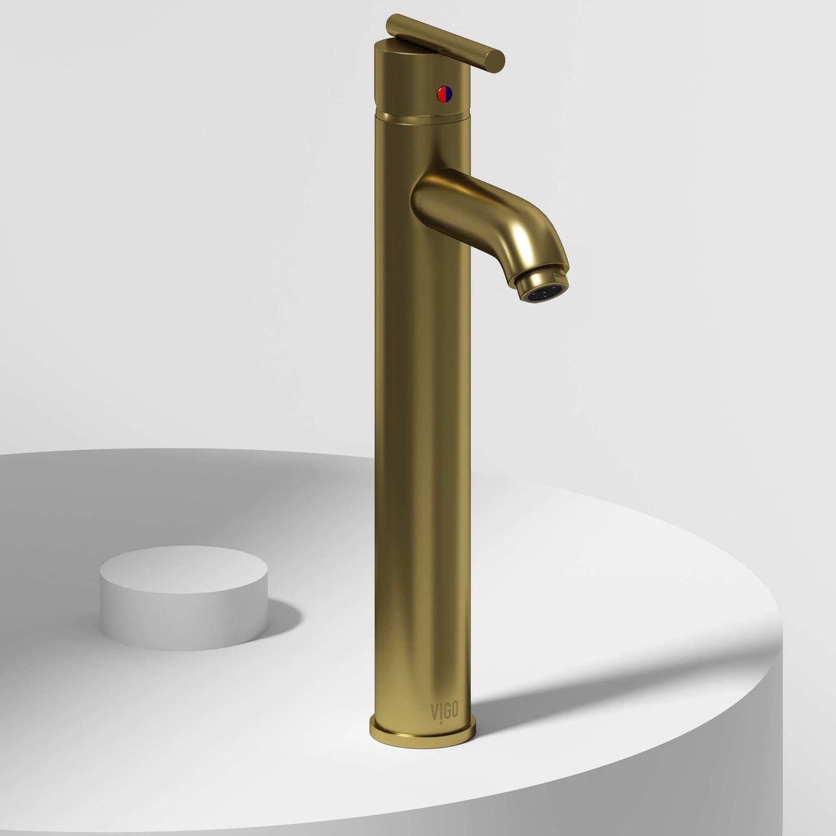 Matte brushed gold vessel faucet with all mounting hardware included