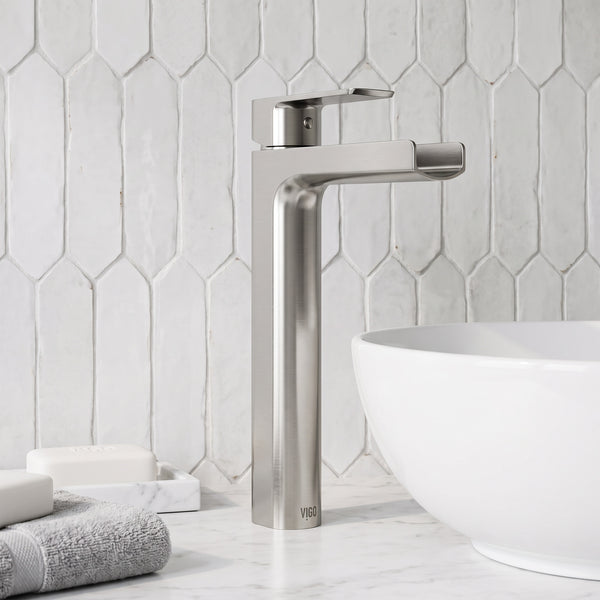 Amada – 10 in. H Modern Contemporary Vessel Bathroom Faucet with
