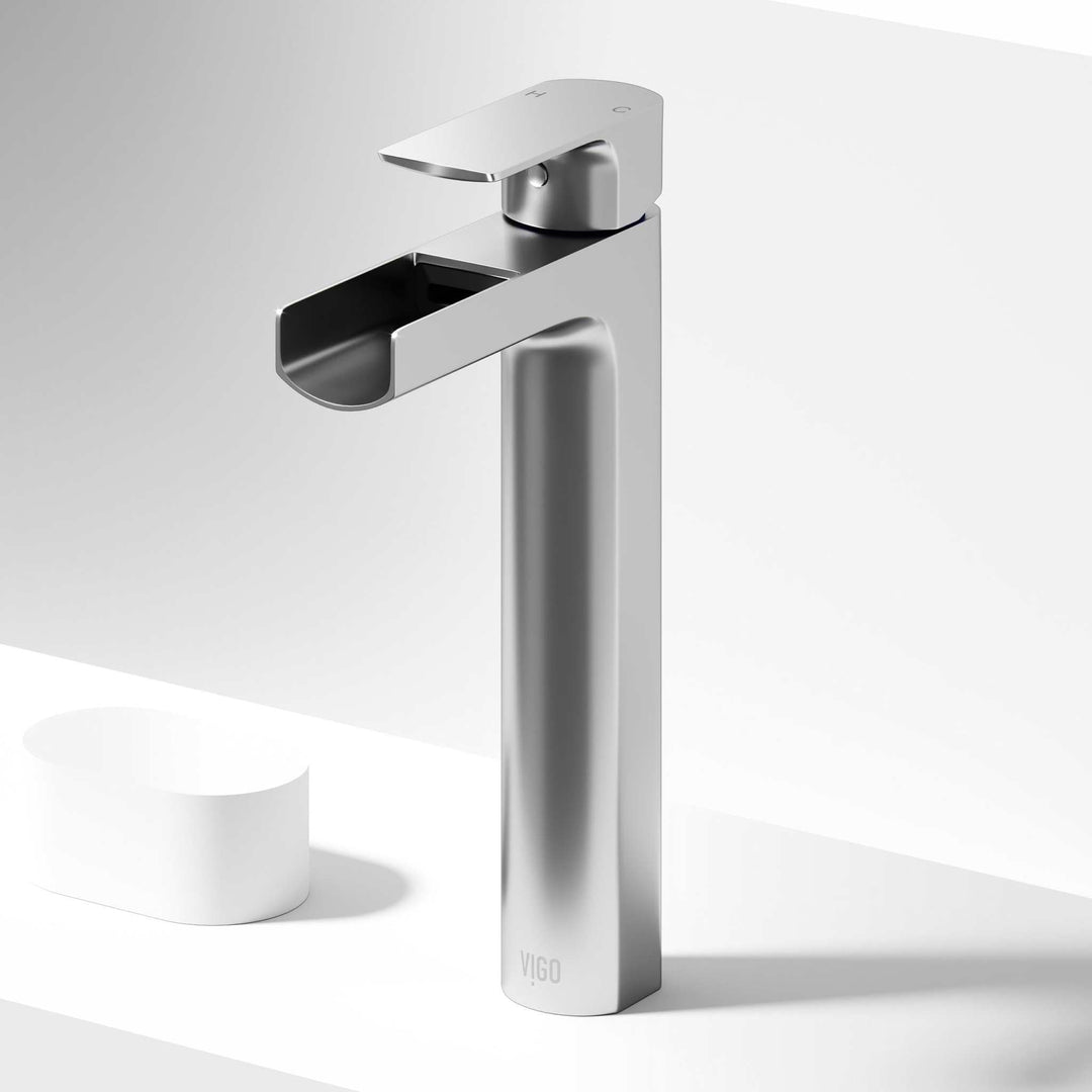 Tarnish-resistant modern faucet for vessel sinks with ceramic disc valves