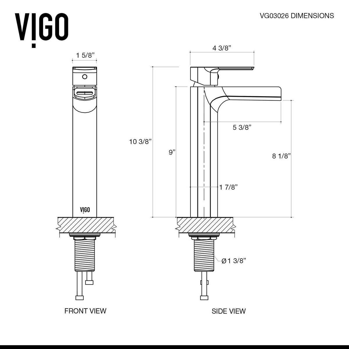 Fingerprint-resistant modern faucet for vessel sinks with ceramic disc valves