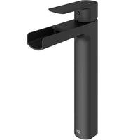 Ceramic disc valve vessel filler with matte black finish and brass construction