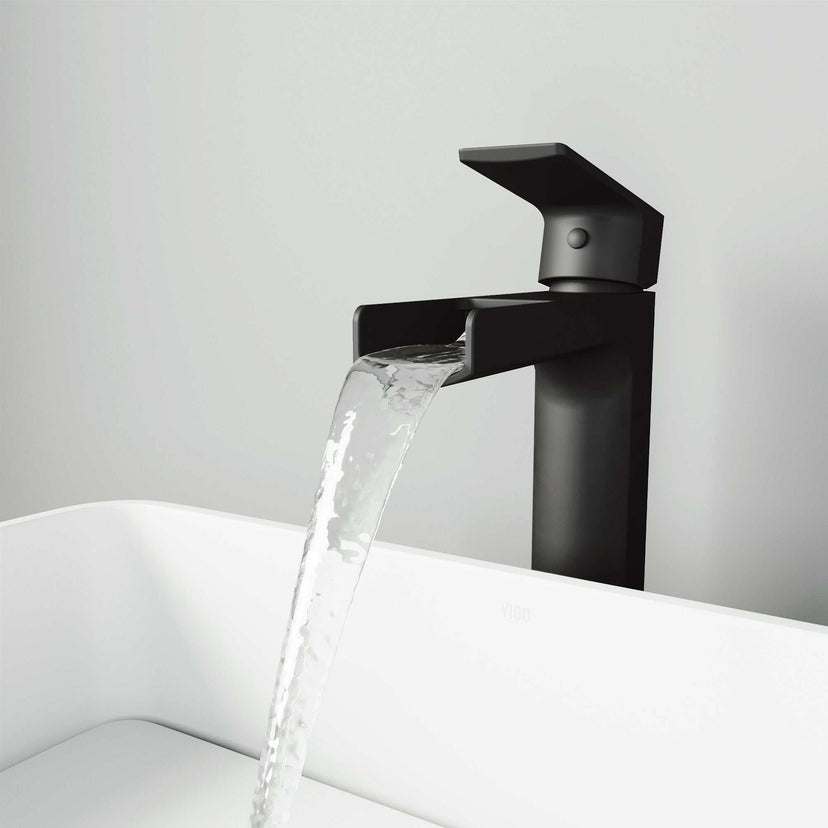 Low flow matte black vessel faucet with corrosion-resistant design